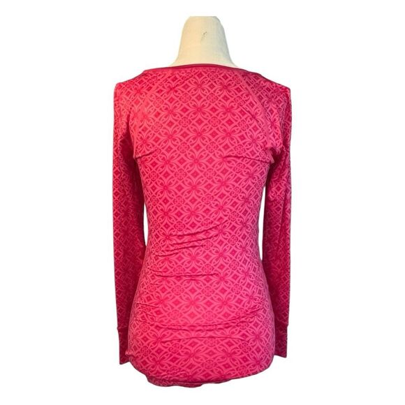 Jockey Performance Running Tee Pink Floral Nylon Long Sleeve Crewneck XS - Picture 2 of 5